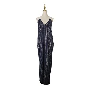 Elan Metallic Arrow Print Balloon Bottom Maxi Womens Size‎ M Blue Gold